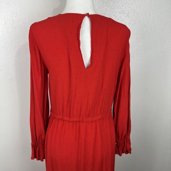 & Other Stories Paris Atelier Dress Women 8 Red Polka Dot Long Sleeve Casual - Picture 12 of 13